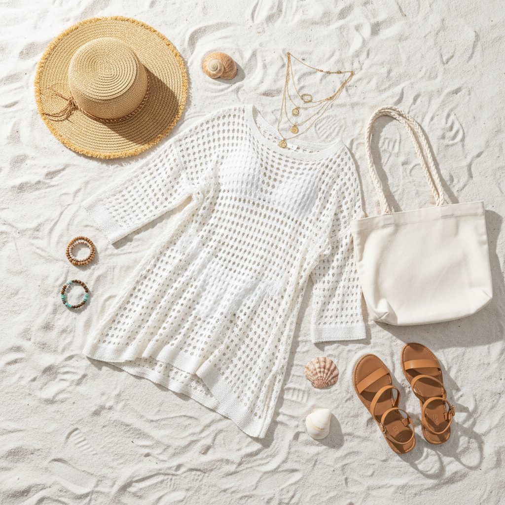 Crochet Knit Slit Cover Up