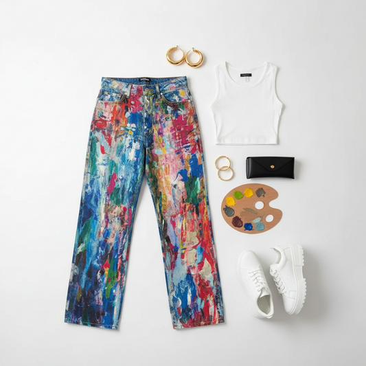 Painted Wide Leg Pants