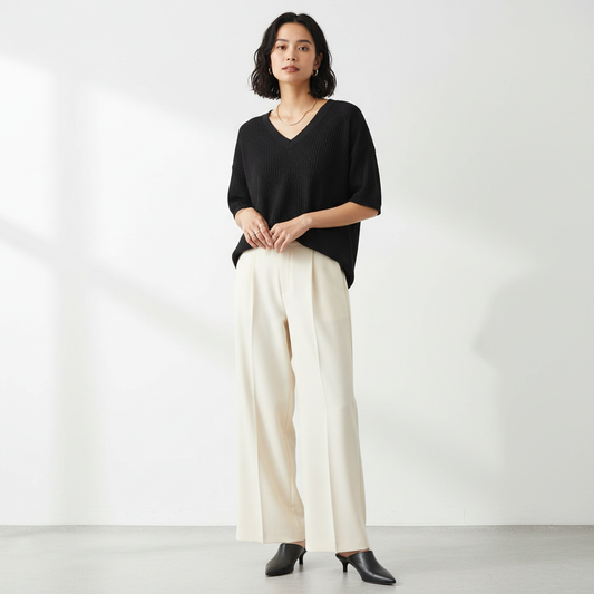 Black Waffle Knit Top - Studio
