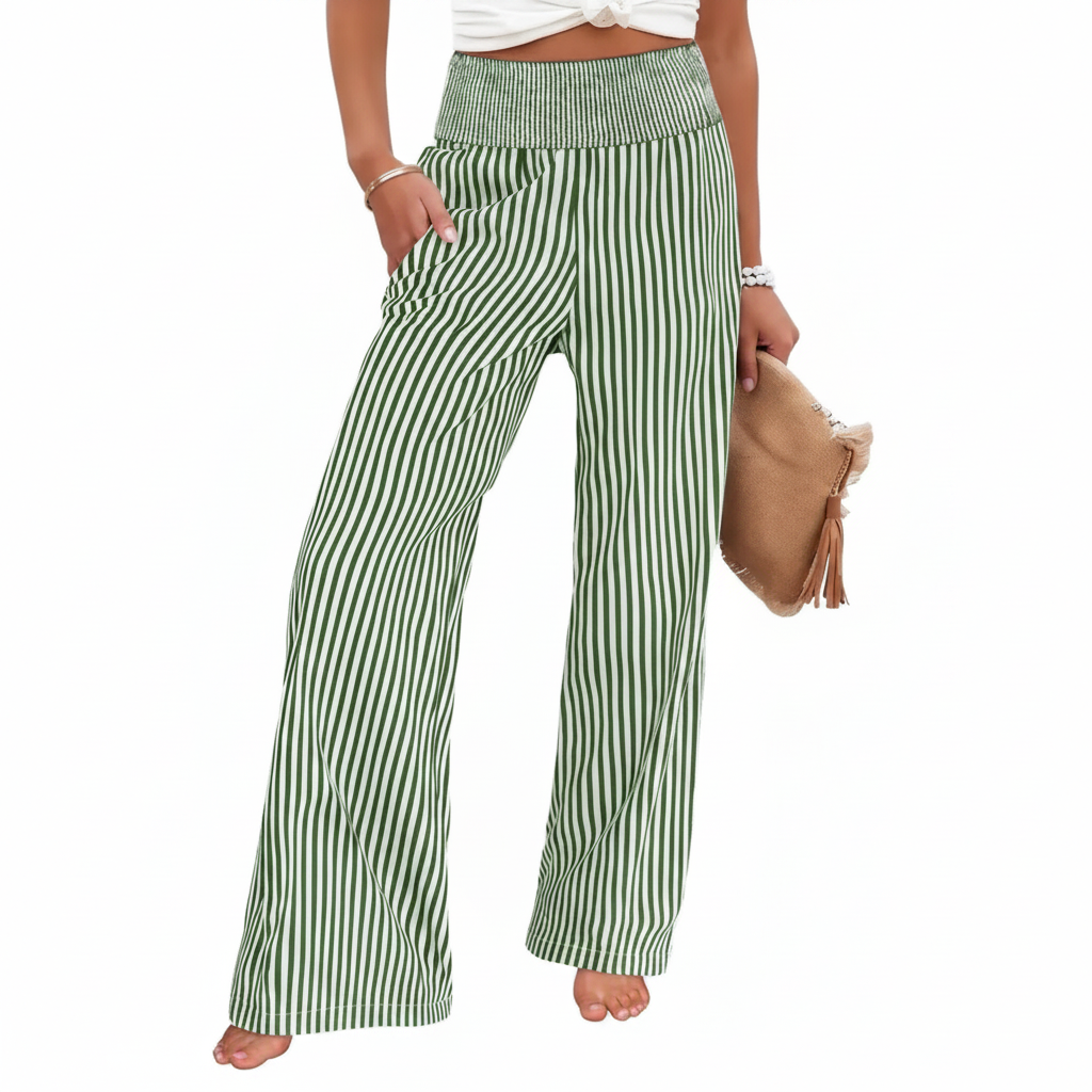 Striped Wide-Leg Pants
