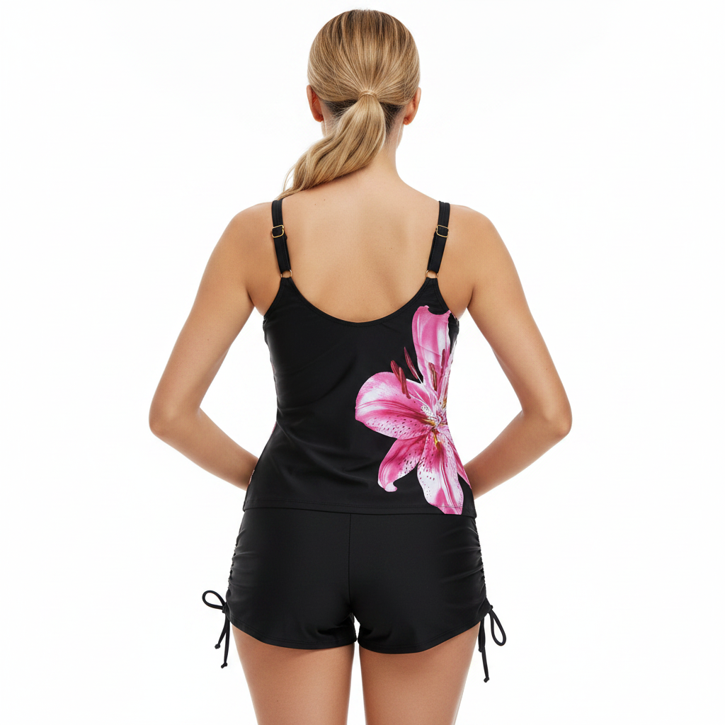 Floral Print Drawstring Tankini Set