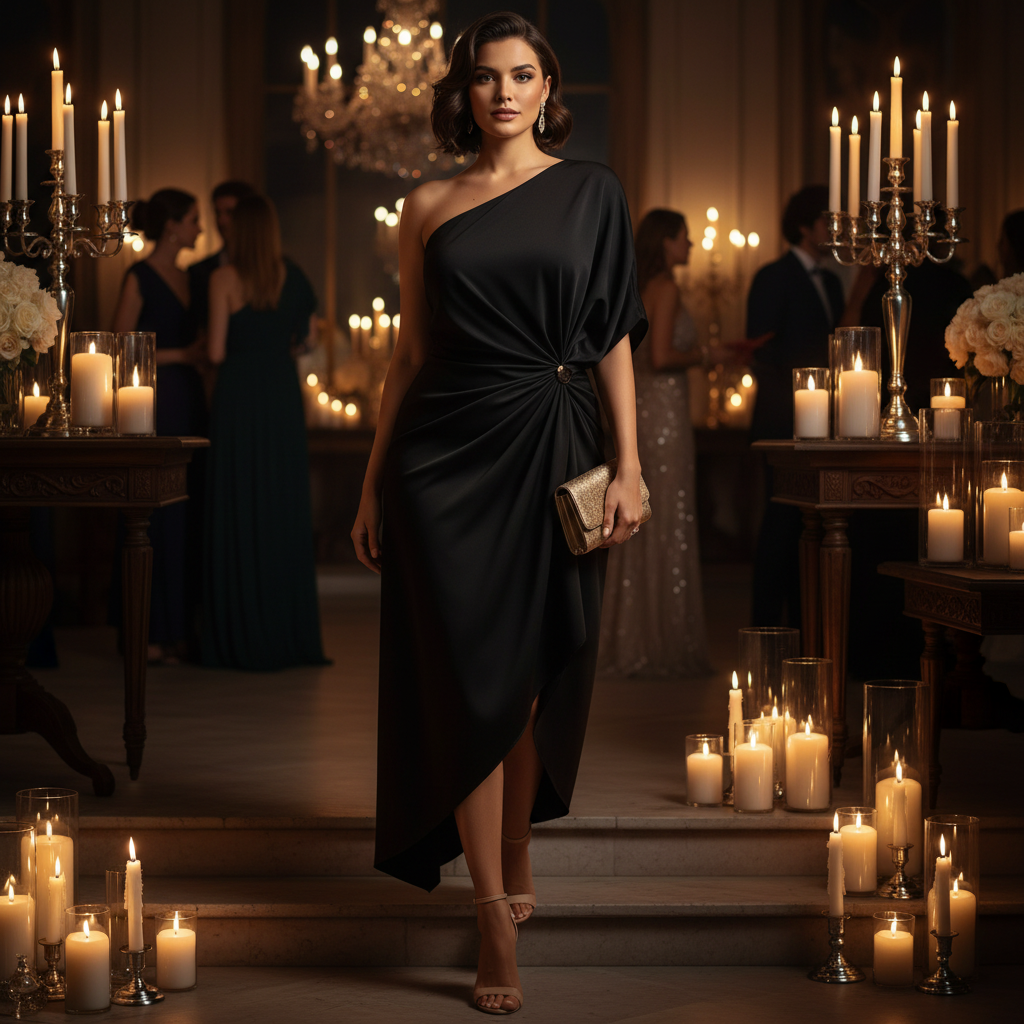 Full Size Asymmetrical One-Shoulder Drape Dress Plus Size
