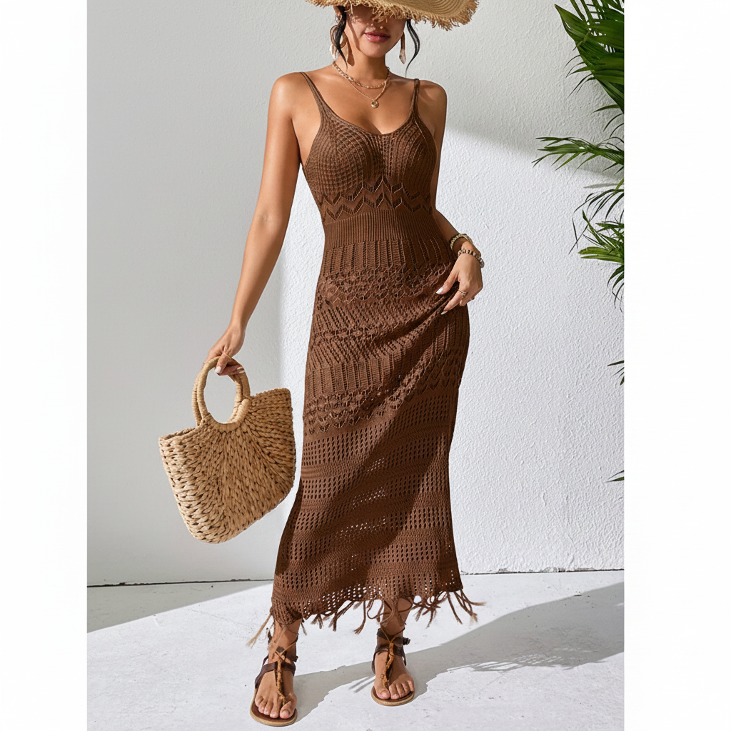 Openwork Scoop Neck Cover-Up Dress