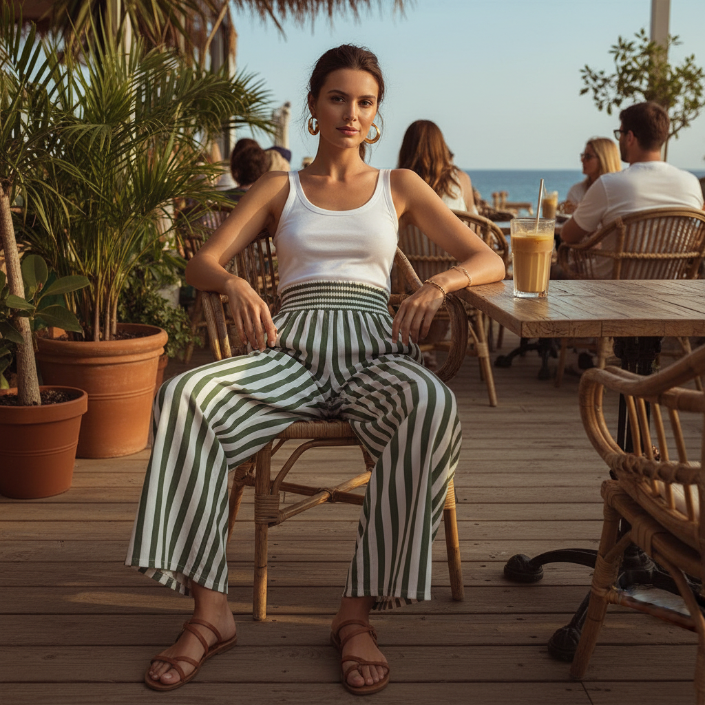Striped Wide-Leg Pants