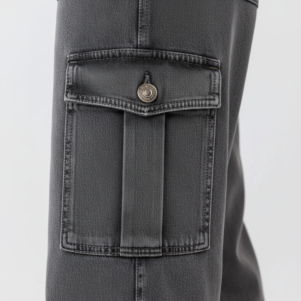 Buttoned Pocketed Long Jeans