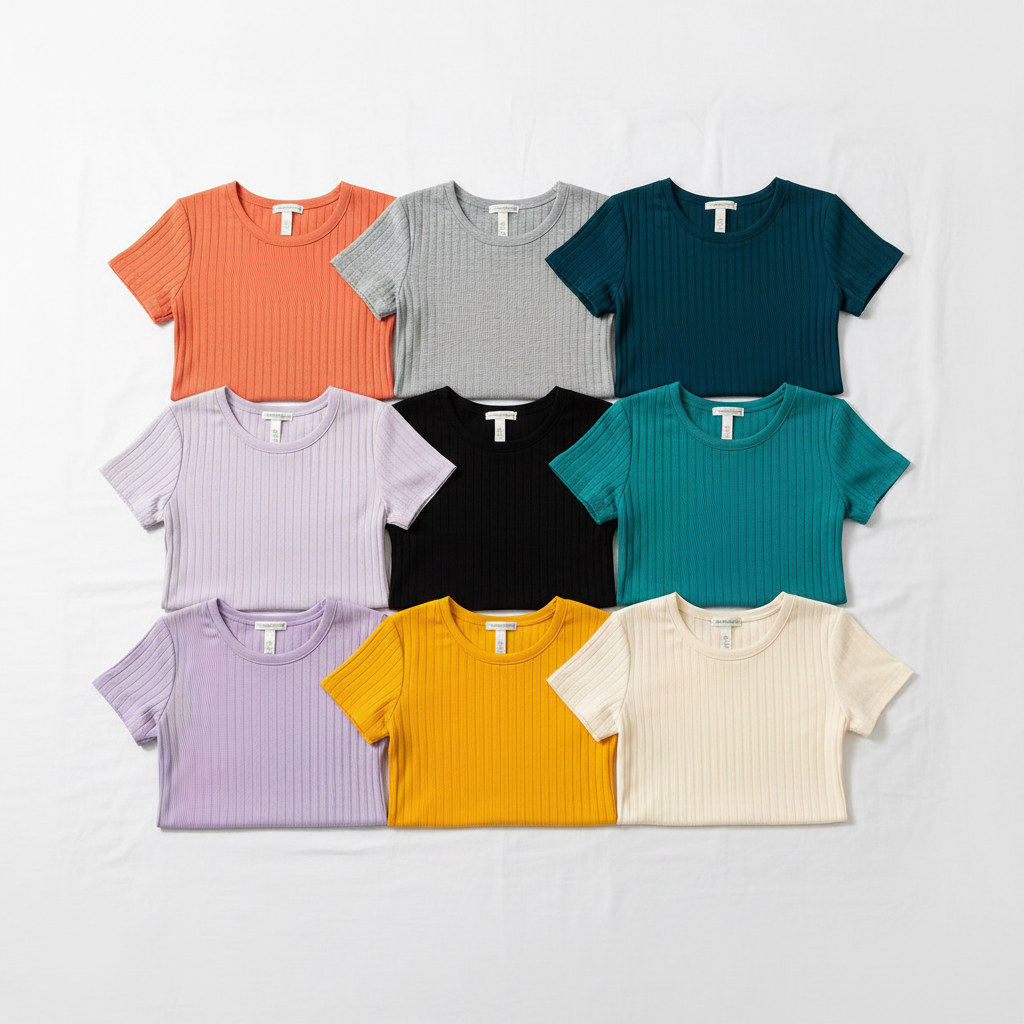 Basic Bae Full Size Ribbed Round Neck Short Sleeve T-Shirt