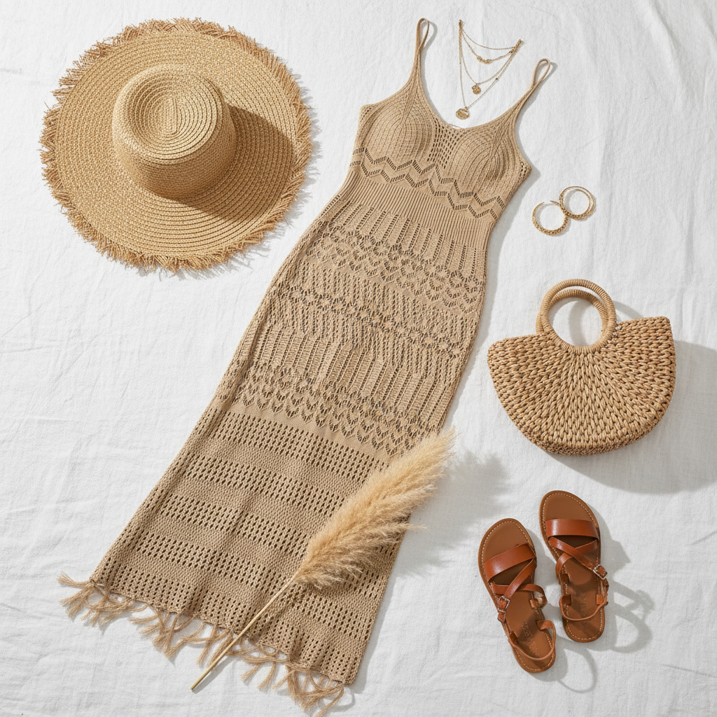 Openwork Scoop Neck Cover-Up Dress