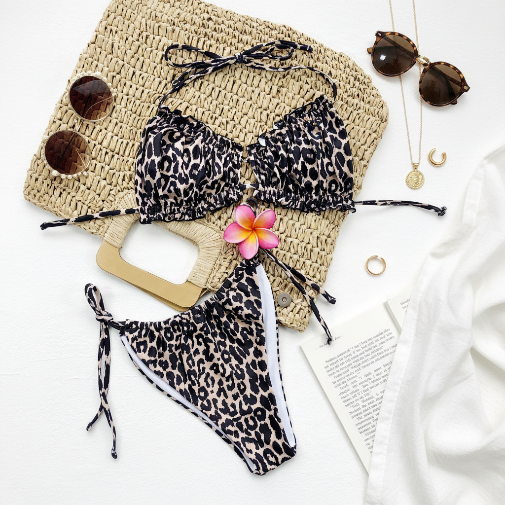 Frill Trill Halter Neck Bikini Set