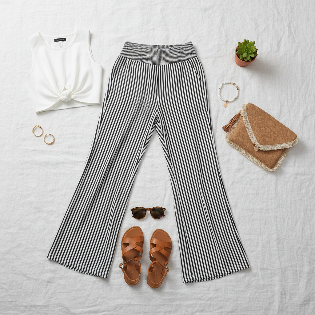 Striped Wide-Leg Pants