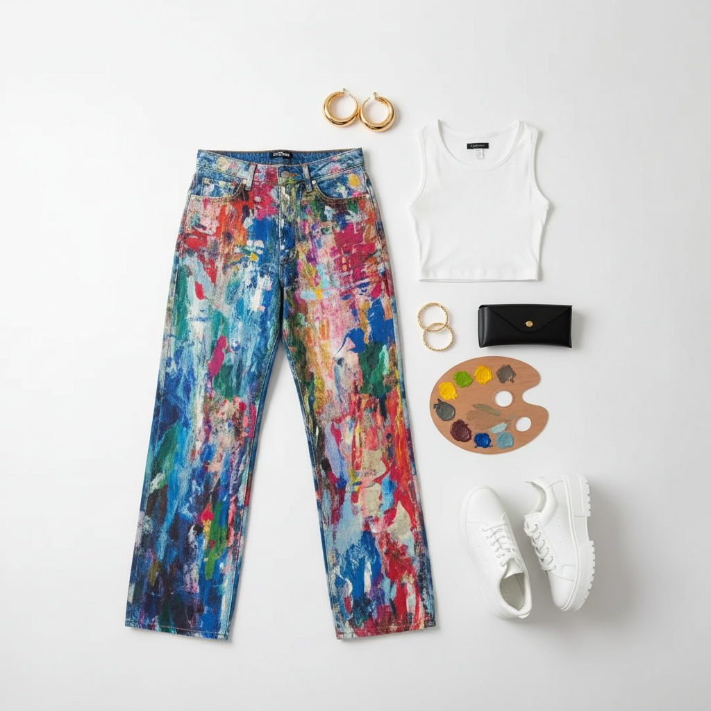 Painted Wide Leg Pants