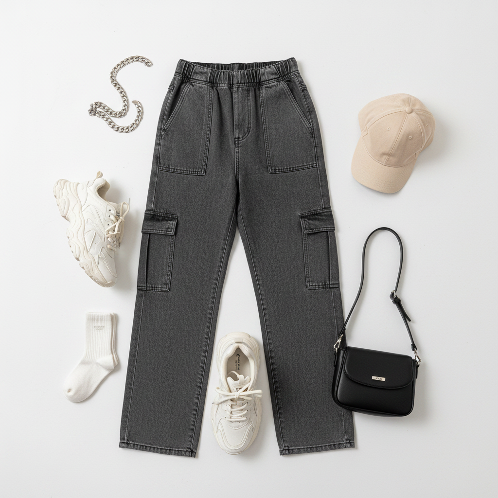 Buttoned Pocketed Long Jeans