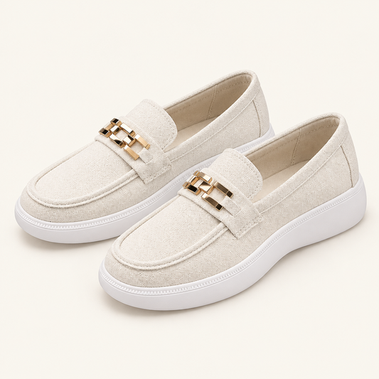 Off-white round toe slip-ons, studio view