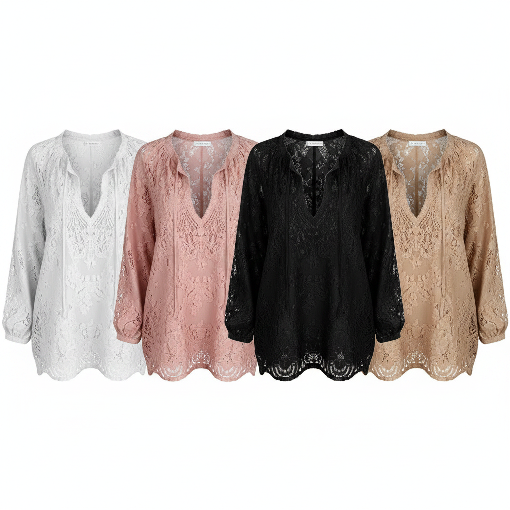 All Colors - Lace Tie-Neck Blouse Comparison