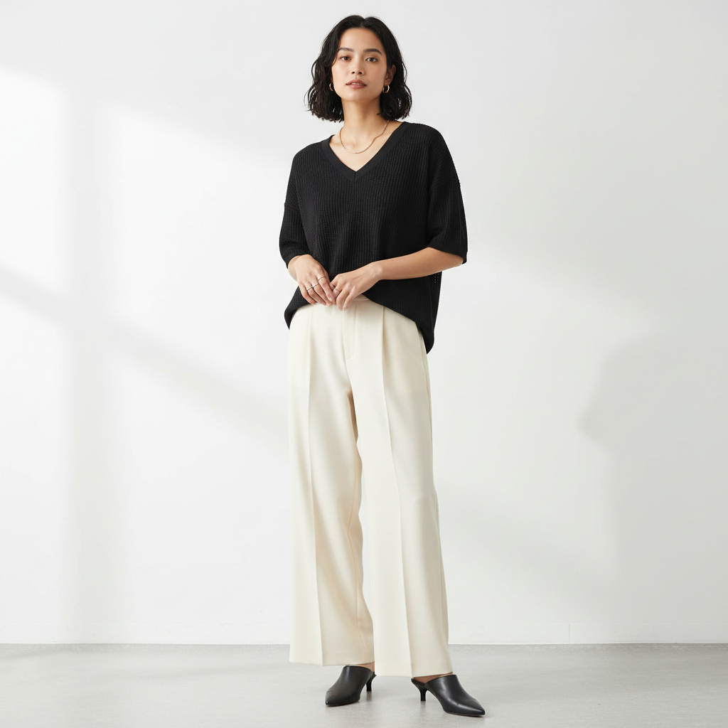Black Waffle Knit Top - Studio