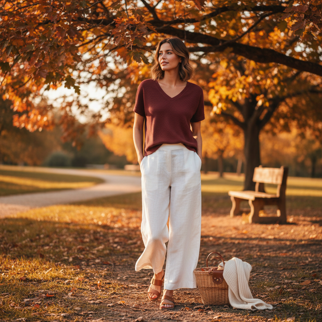 Maroon Waffle Knit Top - Autumn Park
