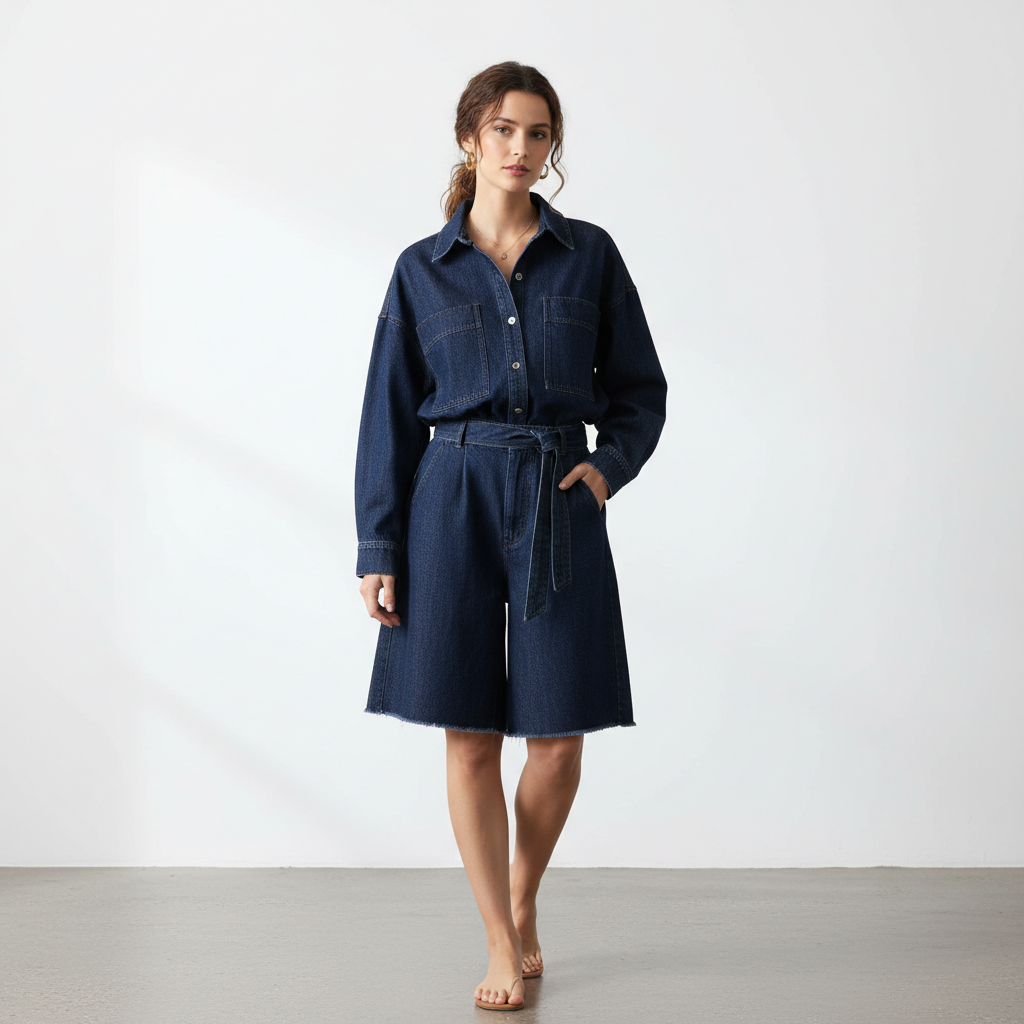 Dark blue - white studio full body