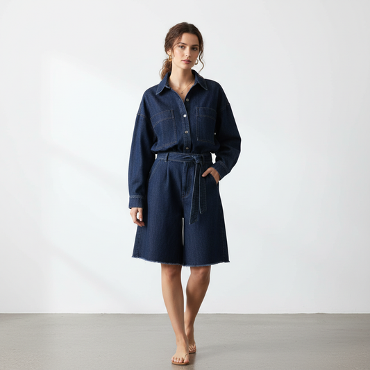 Dark blue - white studio full body