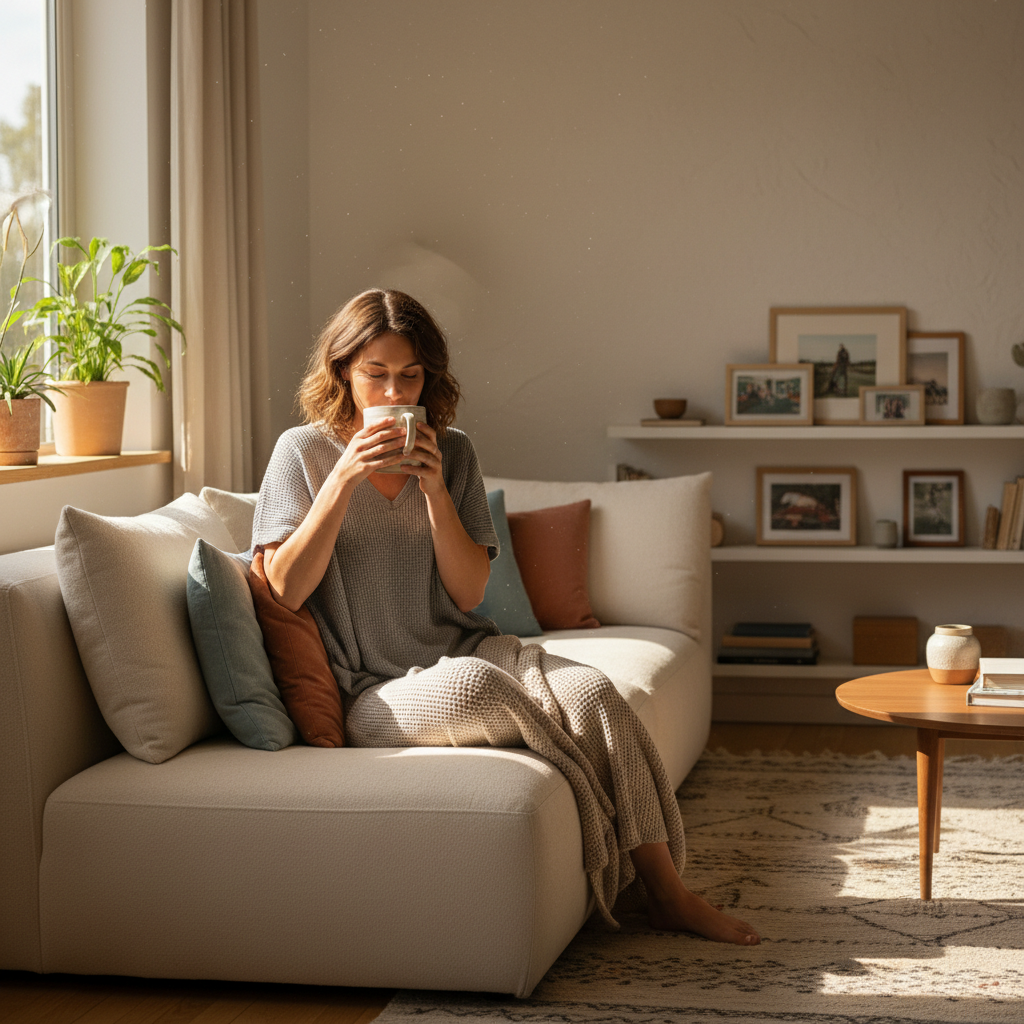 Grey Waffle Knit Top - Cozy Home
