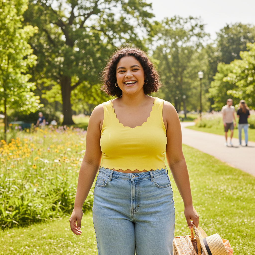 Yellow Scalloped Hem Tank - Park