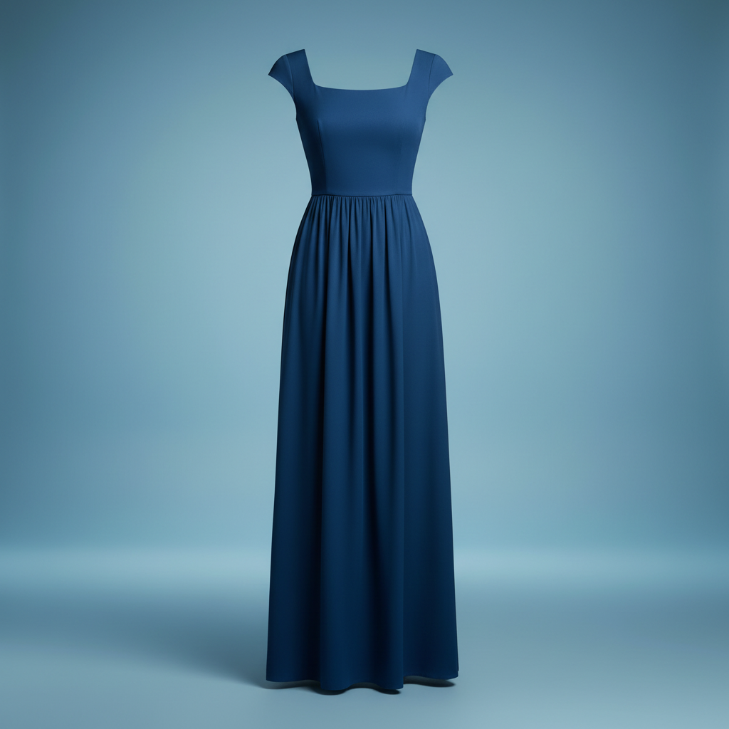 Blue Printed Cap Sleeve Maxi Dress - Product Shot