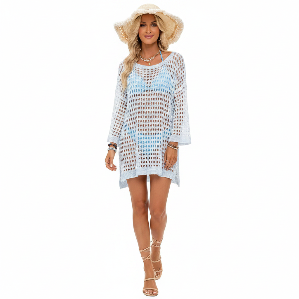 Crochet Knit Slit Cover Up