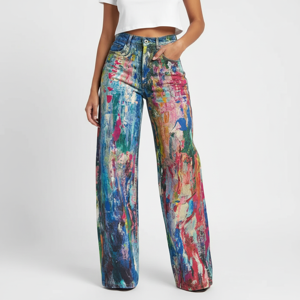 Painted Wide Leg Pants