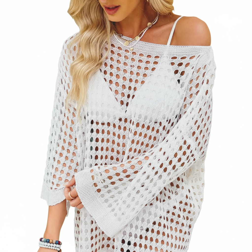 Crochet Knit Slit Cover Up
