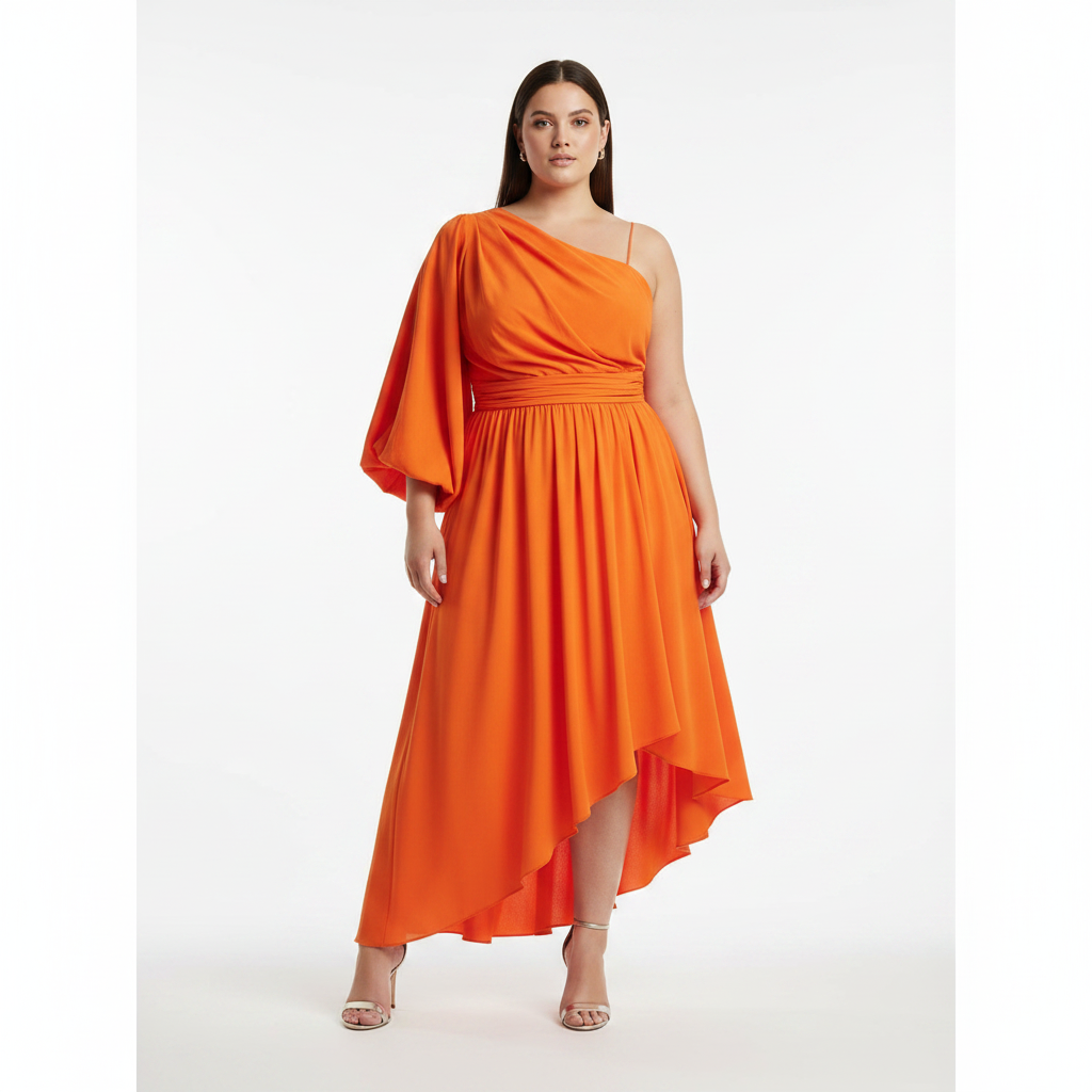 Full Size Asymmetrical One-Shoulder Drape Dress Plus Size