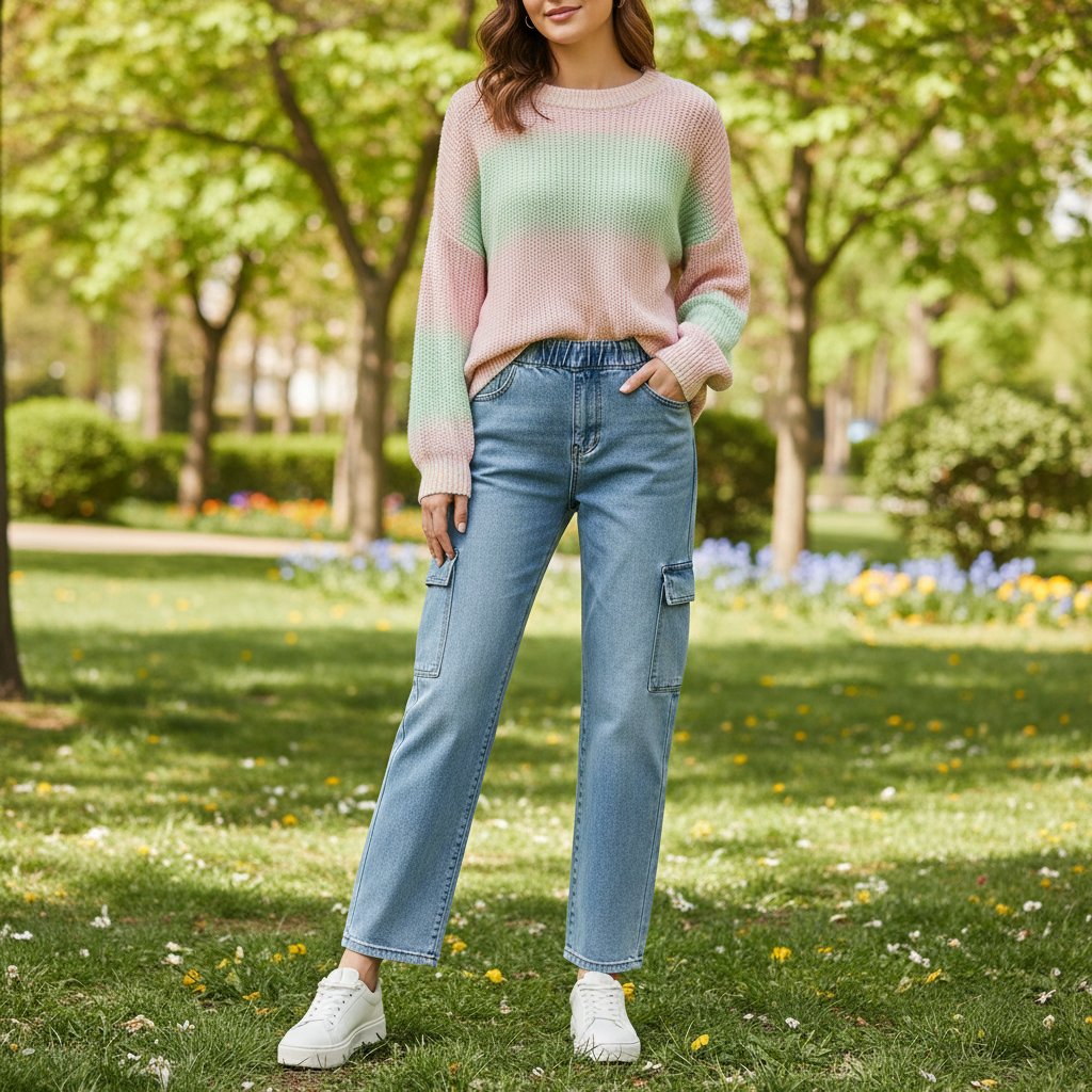 Buttoned Pocketed Long Jeans