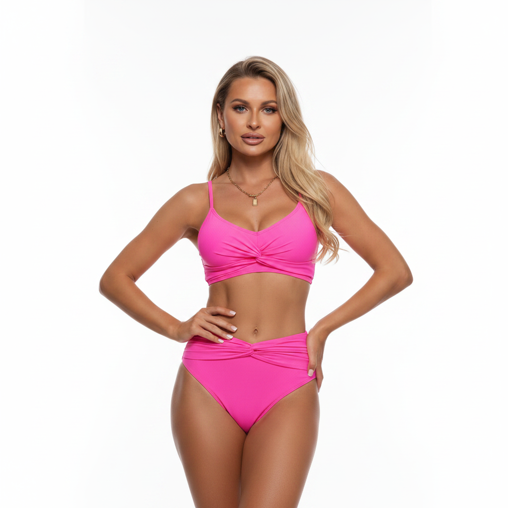 Twist Front High Waisted Swim Set