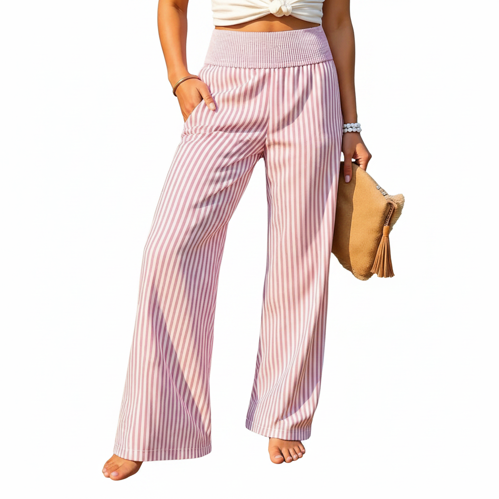 Striped Wide-Leg Pants