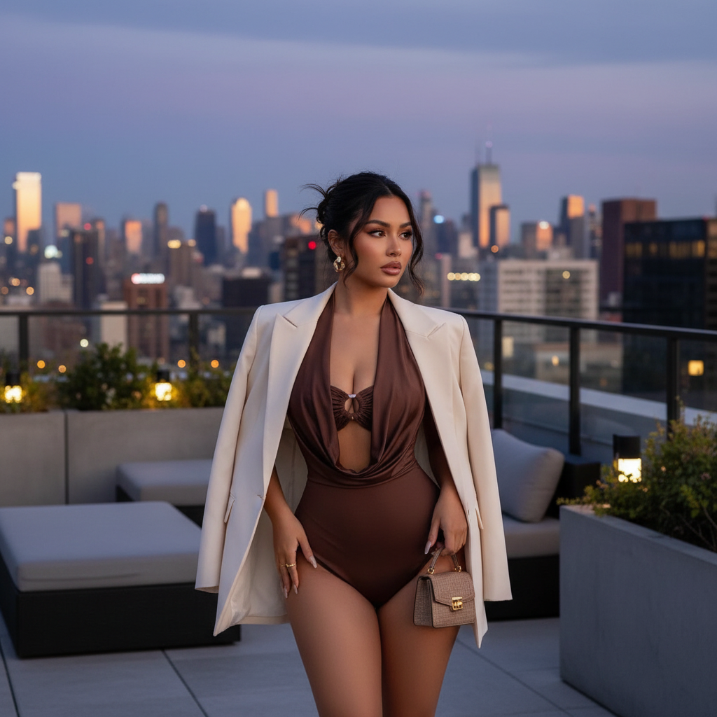 Halter Neck Ruched Ring Detail Bodysuit