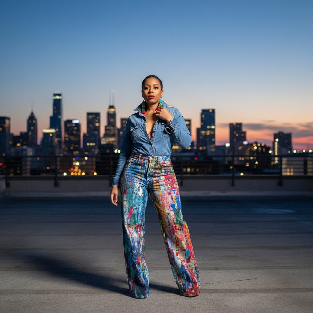 Painted Wide Leg Pants