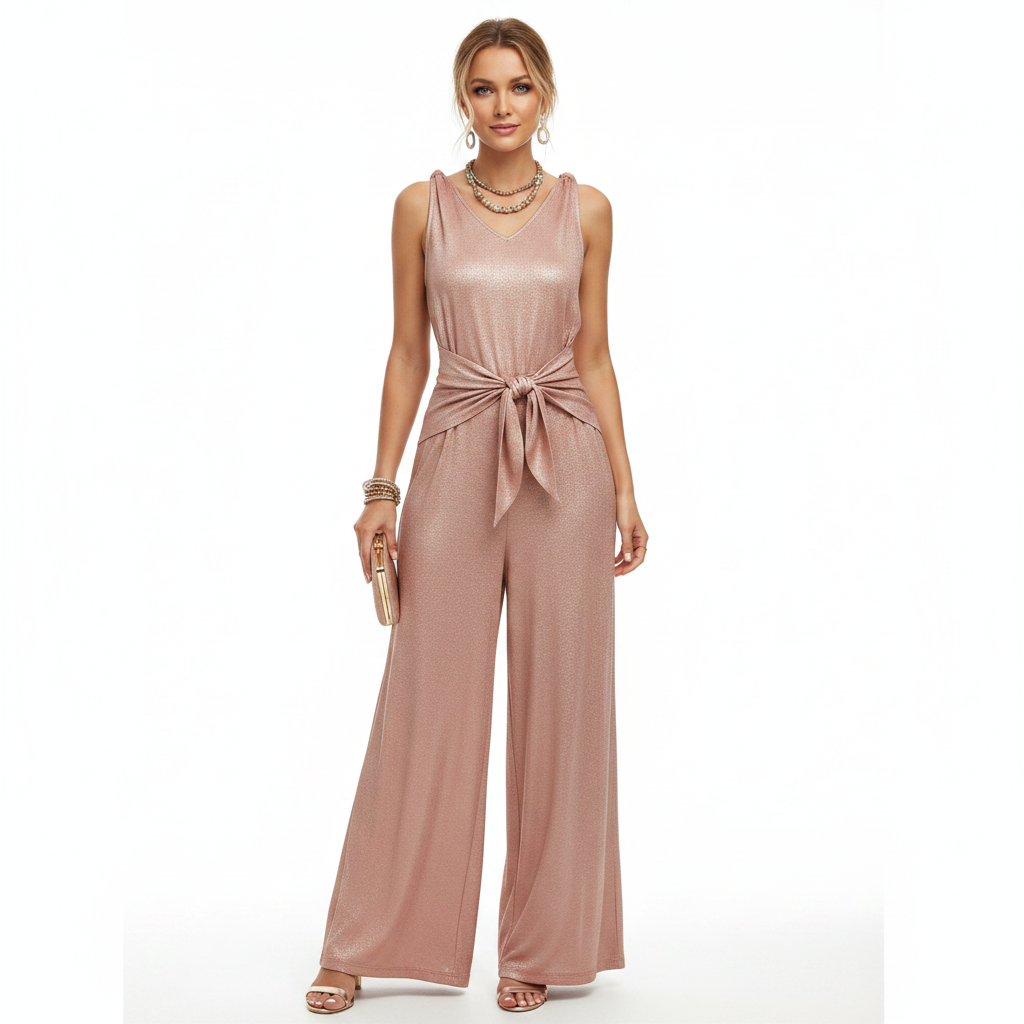 Sleeveless Wide-Leg Tie-Waist Jumpsuit