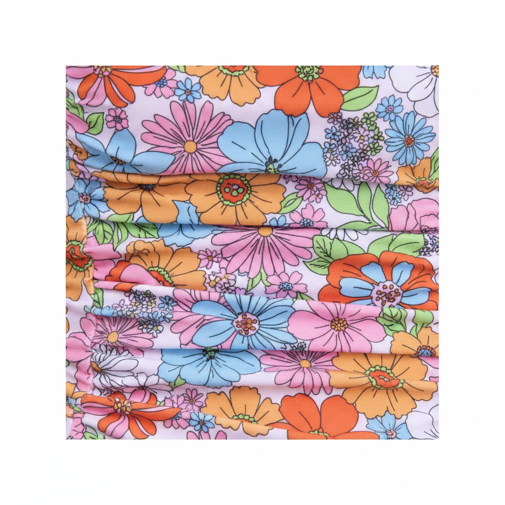 Printed Square Neck Wide Strap One-Piece Swimwear