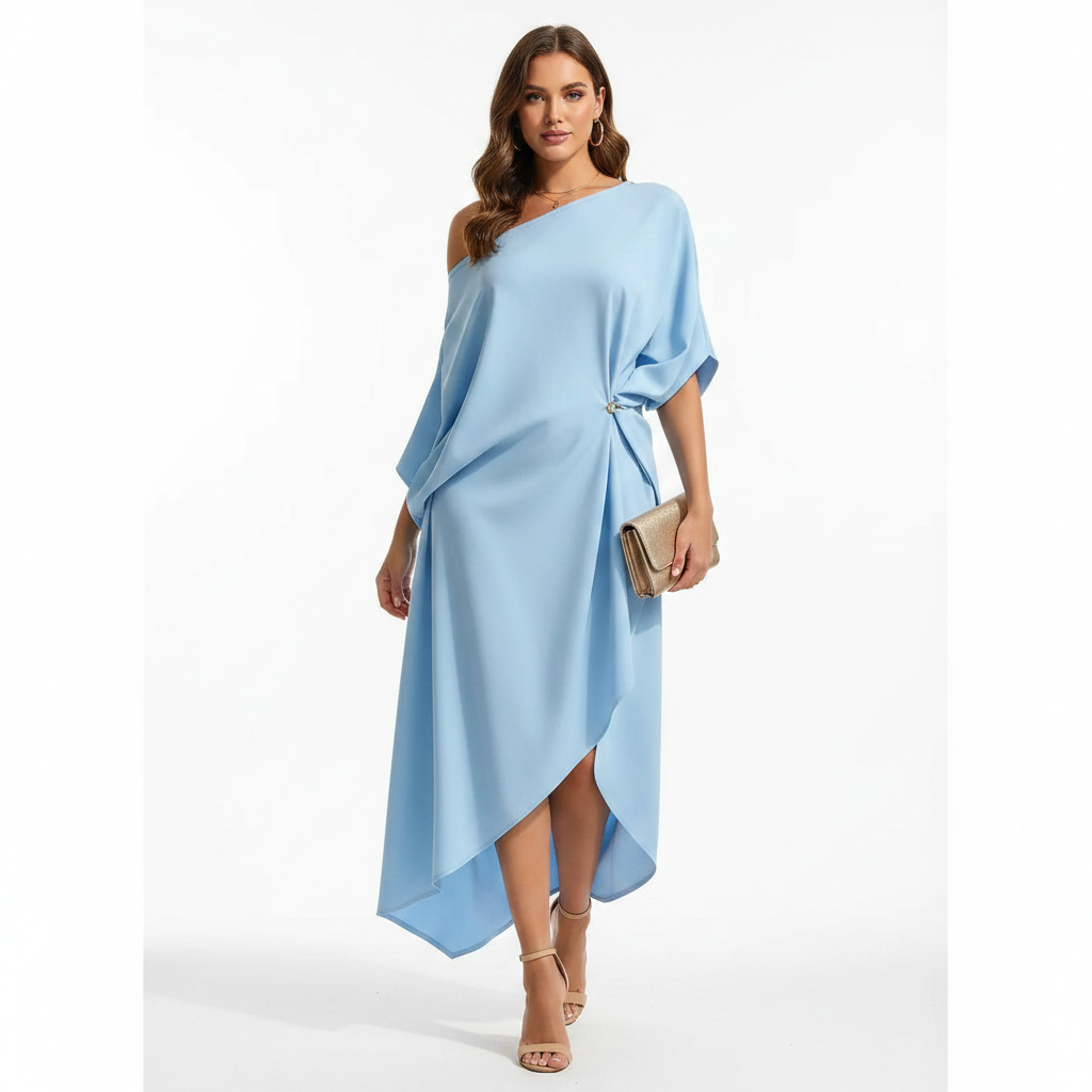 Full Size Asymmetrical One-Shoulder Drape Dress Plus Size