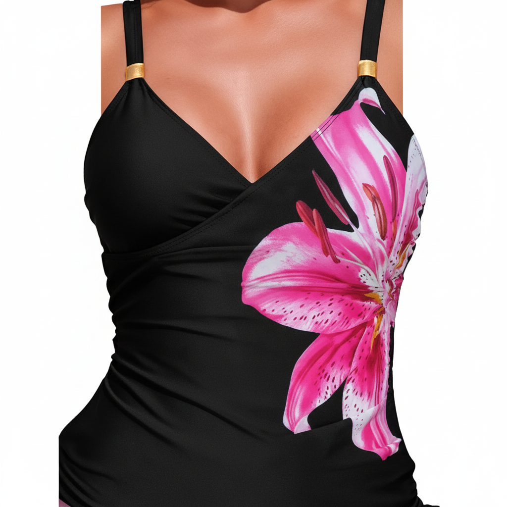 Floral Print Drawstring Tankini Set