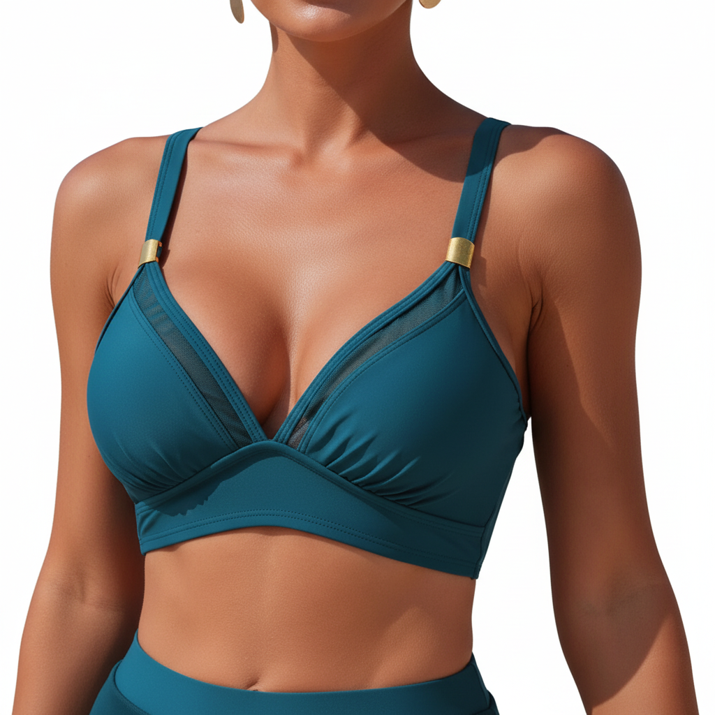 V-Neck High Waist Swim Set