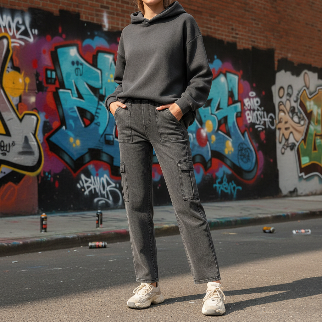 Buttoned Pocketed Long Jeans