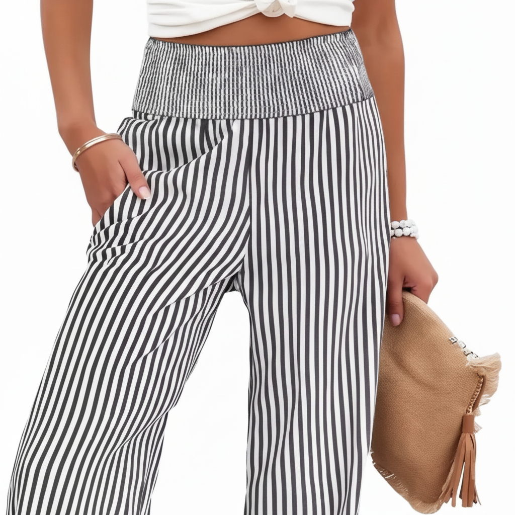 Striped Wide-Leg Pants