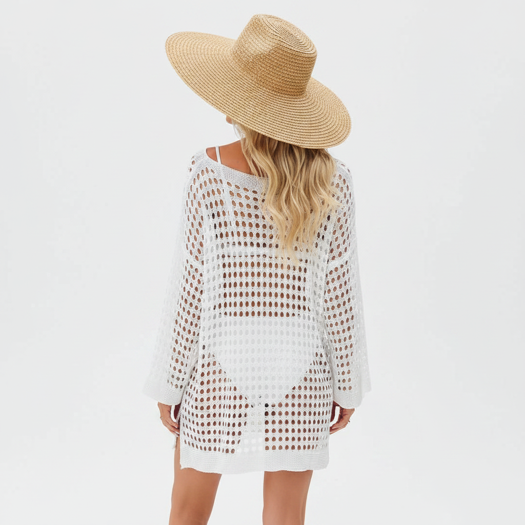 Crochet Knit Slit Cover Up