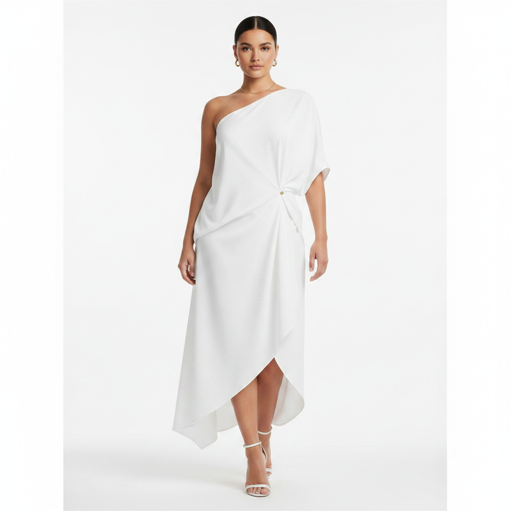 Full Size Asymmetrical One-Shoulder Drape Dress Plus Size
