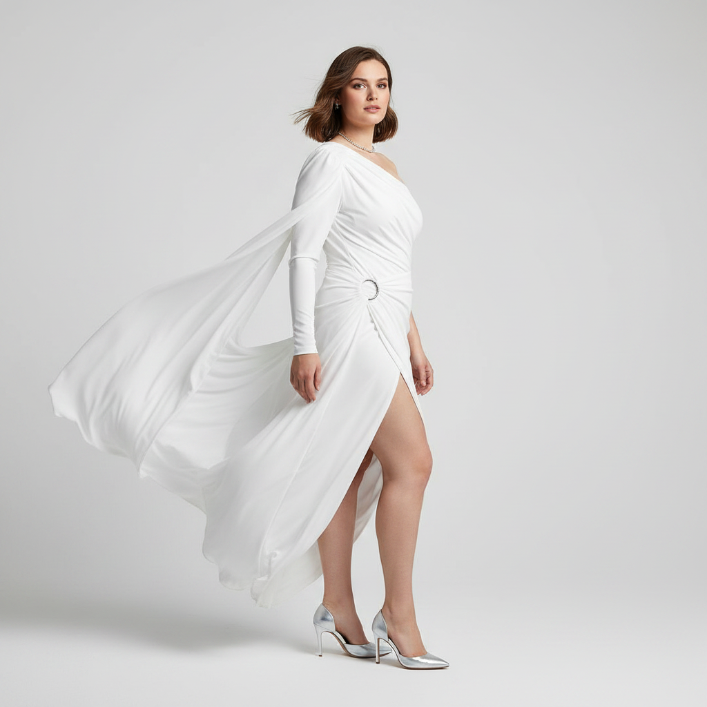 Full Size Asymmetrical One-Shoulder Drape Dress Plus Size