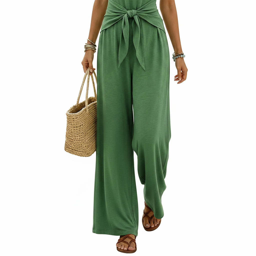 Sleeveless Wide-Leg Tie-Waist Jumpsuit