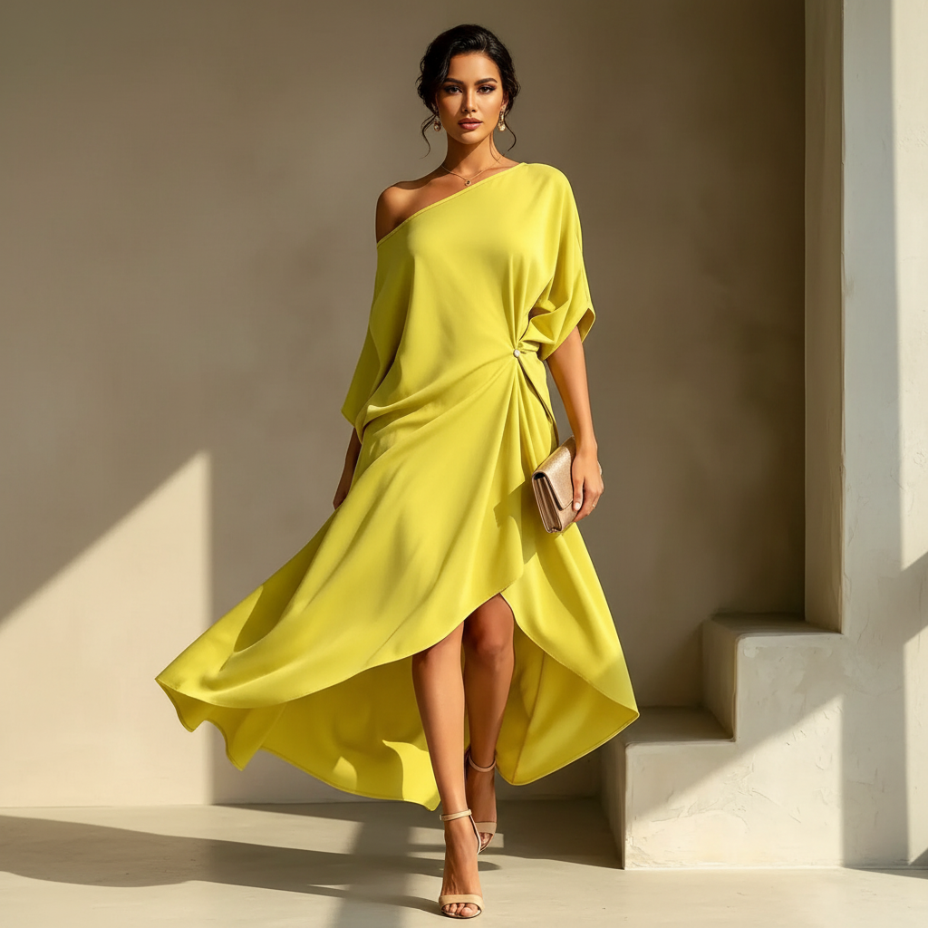 Full Size Asymmetrical One-Shoulder Drape Dress Plus Size